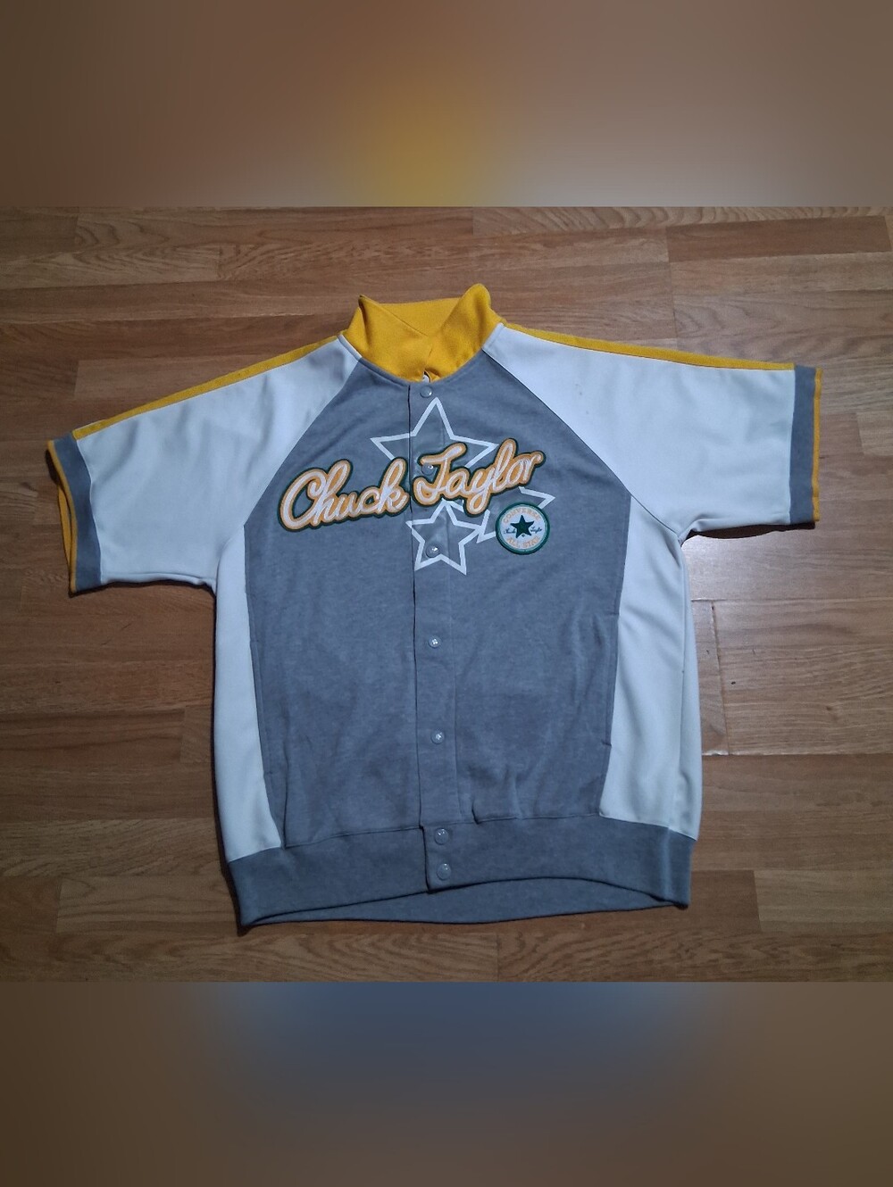 Converse Men’s Gray White Yellow Chuck Taylor Baseball Jacket